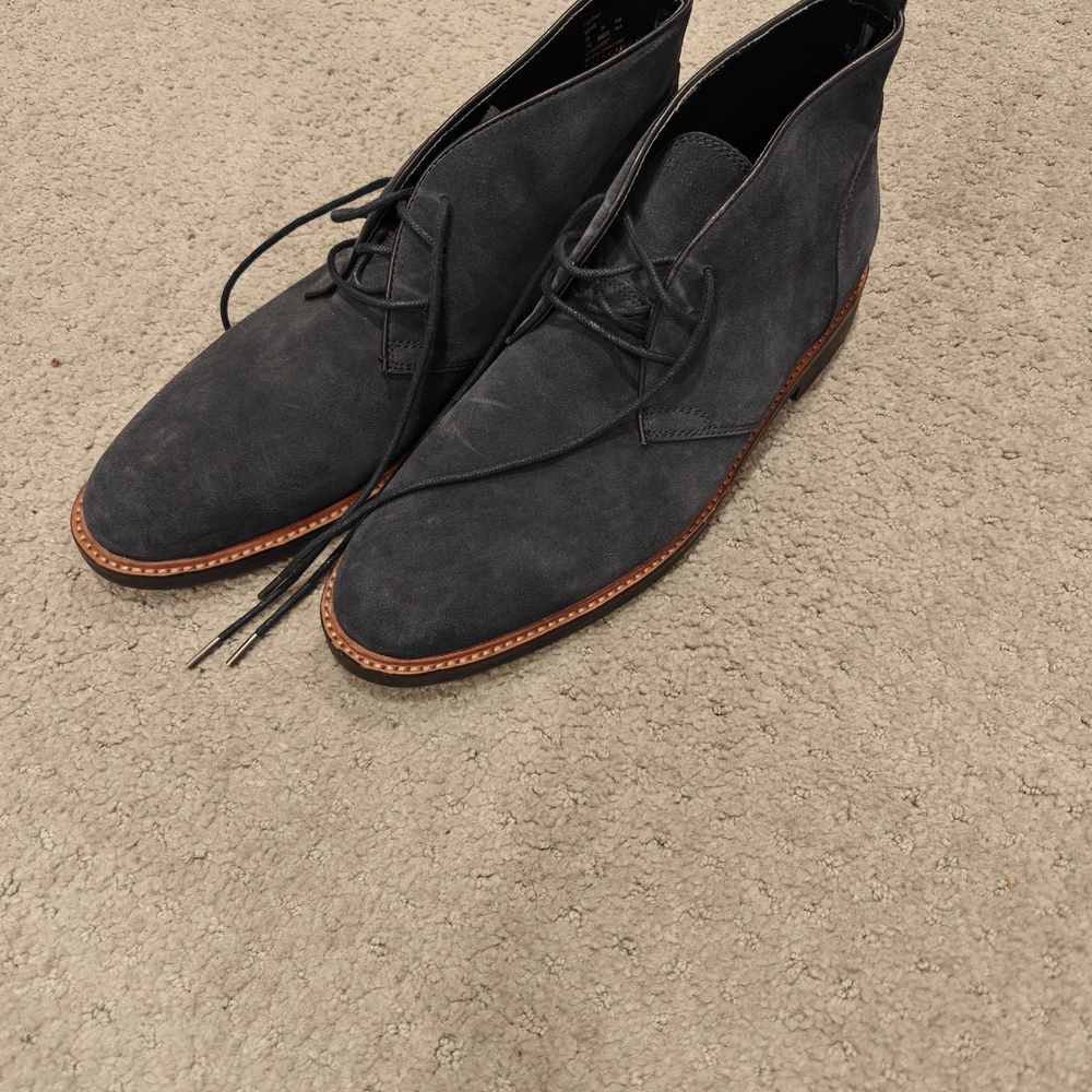 Men's Navy Suede Lace-Up Boots